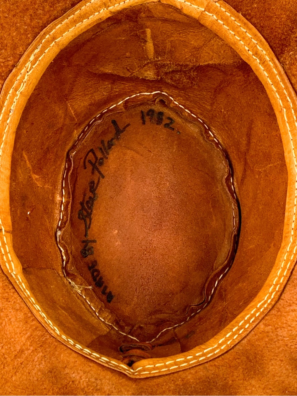 Vintage leather western hat distressed genuine leather cowboy hat handmade boho - Picture 7 of 11